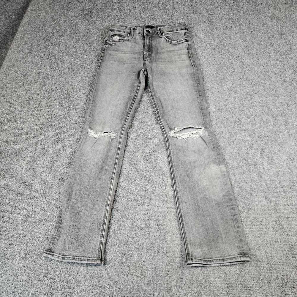 Mother The Mid Rise Dazzler Ankle Jeans Grey Distressed 26 Open Later 1686-734